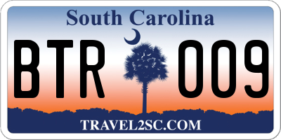 SC license plate BTR009