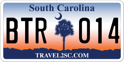 SC license plate BTR014