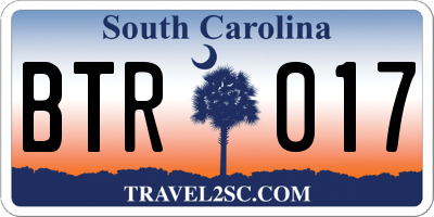 SC license plate BTR017