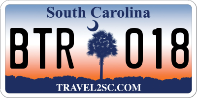 SC license plate BTR018