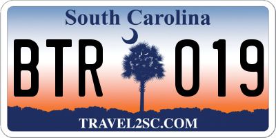 SC license plate BTR019