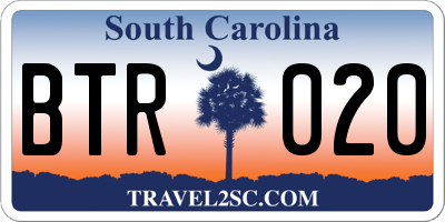 SC license plate BTR020