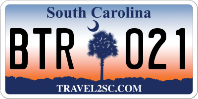 SC license plate BTR021