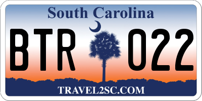 SC license plate BTR022