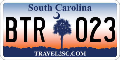 SC license plate BTR023