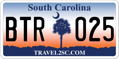 SC license plate BTR025