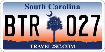SC license plate BTR027