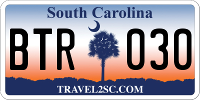 SC license plate BTR030