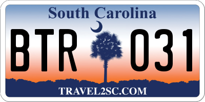 SC license plate BTR031