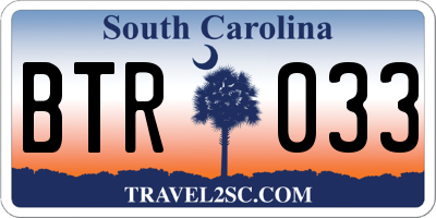 SC license plate BTR033