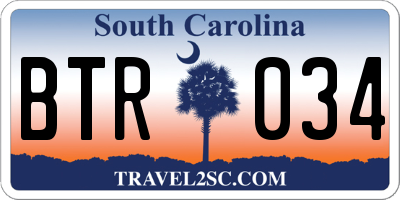 SC license plate BTR034