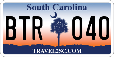 SC license plate BTR040