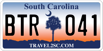 SC license plate BTR041