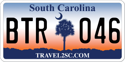 SC license plate BTR046