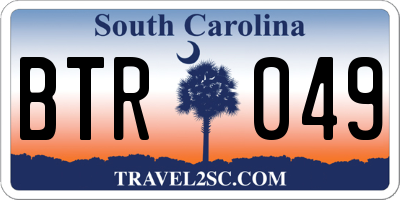 SC license plate BTR049