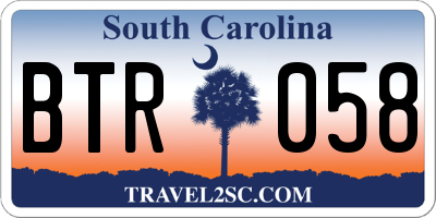 SC license plate BTR058