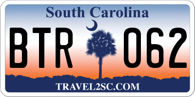 SC license plate BTR062