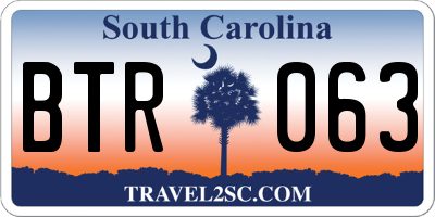 SC license plate BTR063