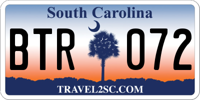 SC license plate BTR072