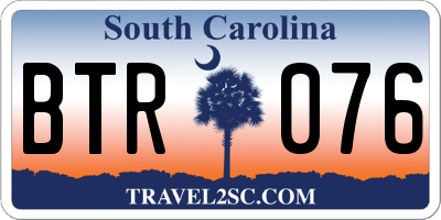 SC license plate BTR076