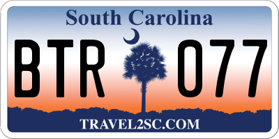 SC license plate BTR077