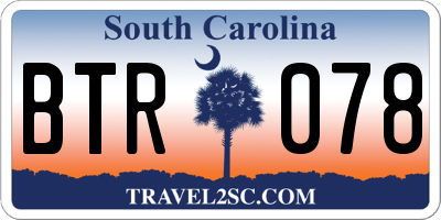 SC license plate BTR078