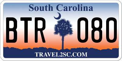 SC license plate BTR080