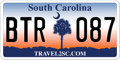 SC license plate BTR087