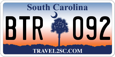SC license plate BTR092