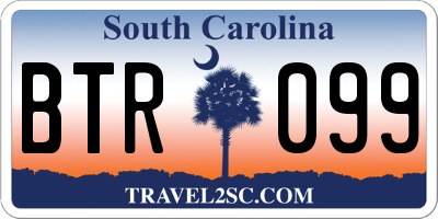 SC license plate BTR099