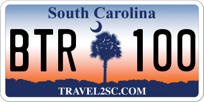 SC license plate BTR100