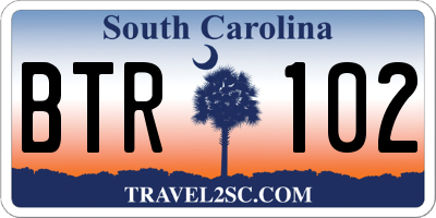 SC license plate BTR102