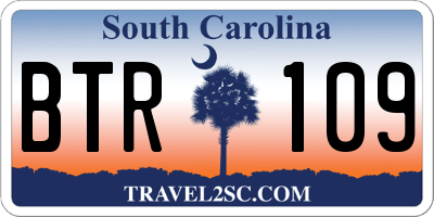 SC license plate BTR109