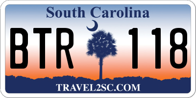 SC license plate BTR118