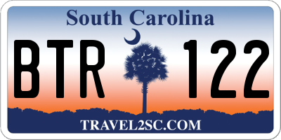 SC license plate BTR122