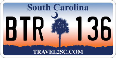 SC license plate BTR136