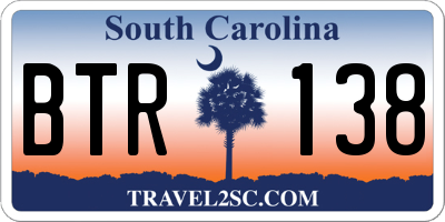 SC license plate BTR138