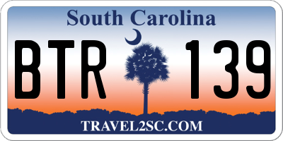 SC license plate BTR139