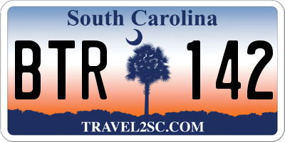 SC license plate BTR142