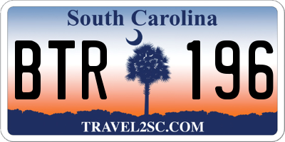 SC license plate BTR196
