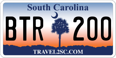 SC license plate BTR200