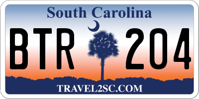 SC license plate BTR204