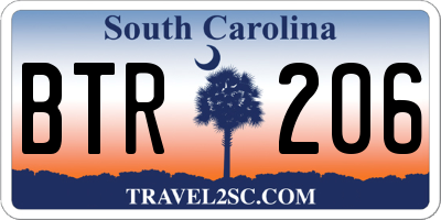 SC license plate BTR206