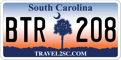 SC license plate BTR208