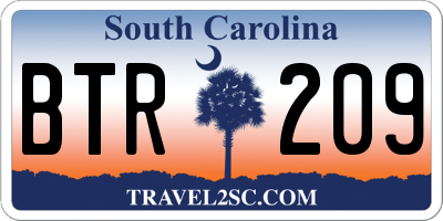 SC license plate BTR209