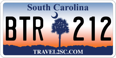 SC license plate BTR212