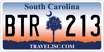 SC license plate BTR213