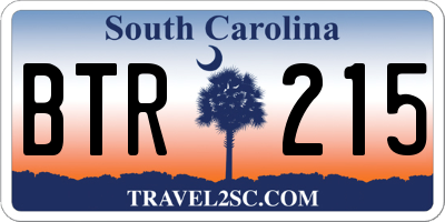SC license plate BTR215