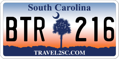 SC license plate BTR216