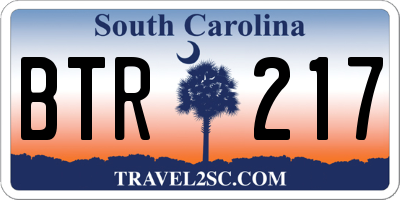 SC license plate BTR217